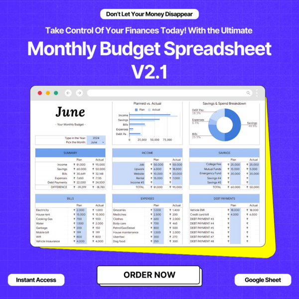 Monthly Budget Planner Spreadsheet